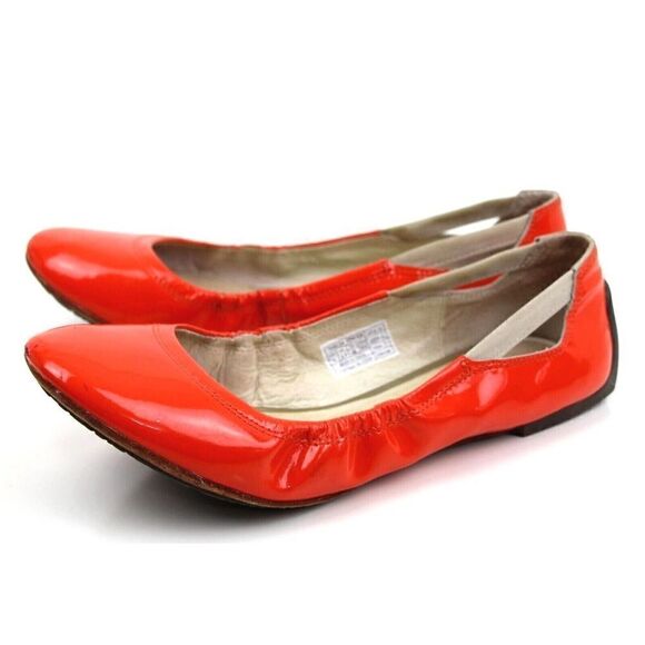 Tsubo ORANGE PATENT LEATHER FLAT BALLET SLIP ON SHOES Sz 7 US/38 - Picture 4 of 11